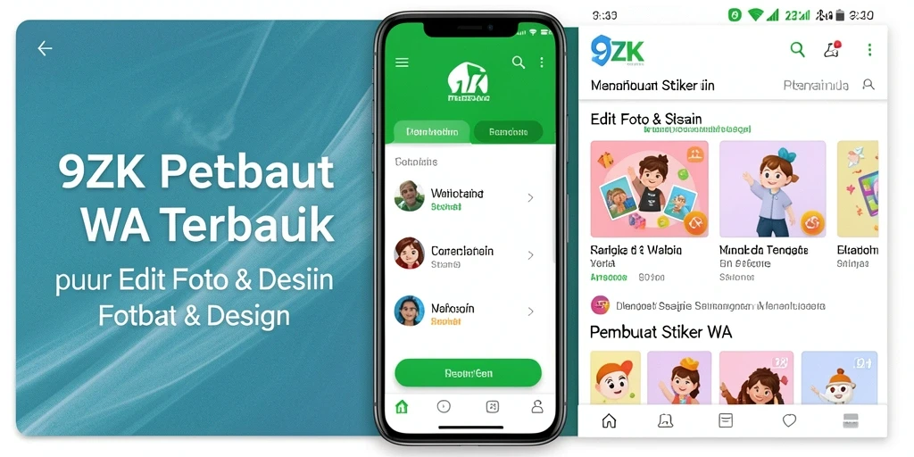 Antarmuka pengguna <strong>9ZK</strong> yang memudahkan pembuatan stiker kustom.