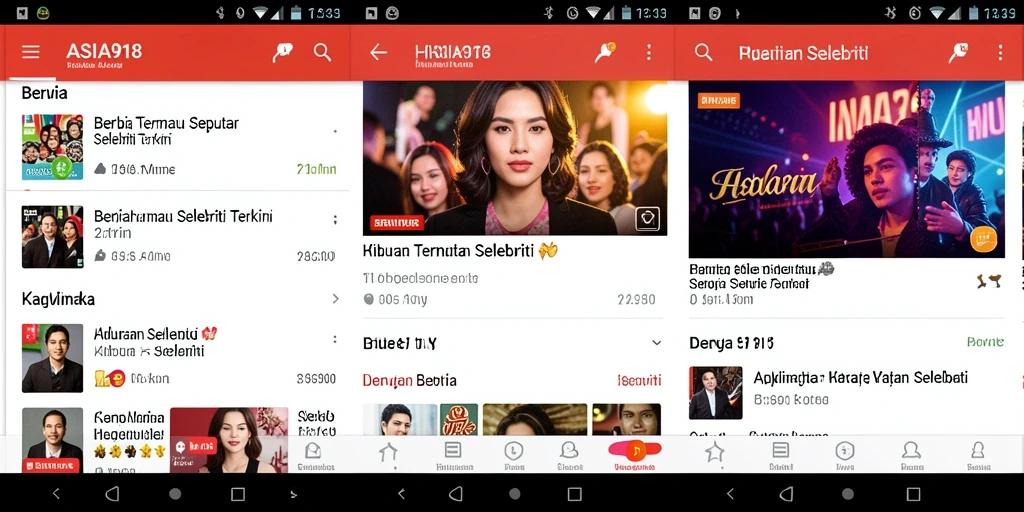 Tampilan antarmuka ASIA918 dengan berita hiburan terbaru.