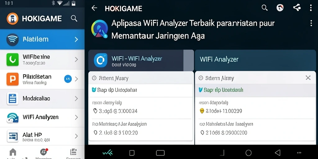 Tangkapan layar HOKIGAME menampilkan analisis jaringan WiFi yang komprehensif.