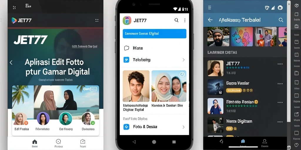 Antarmuka JET77 yang bersih dan fungsional untuk editing gambar.