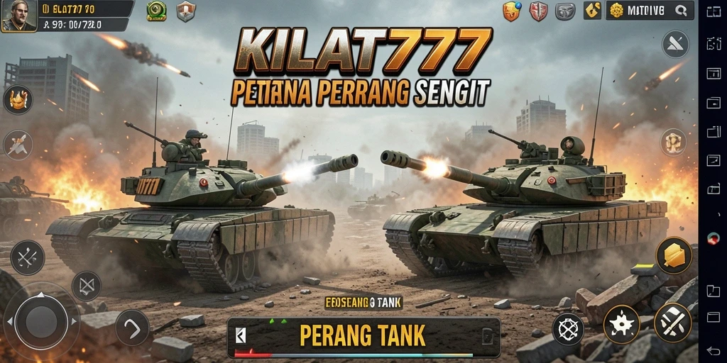Tampilan antarmuka KILAT777 dengan pertempuran tank yang mendebarkan.