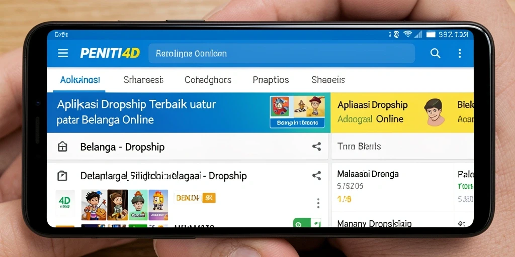 Tampilan antarmuka pengguna aplikasi PENITI4D dengan fitur Dropship yang menarik.